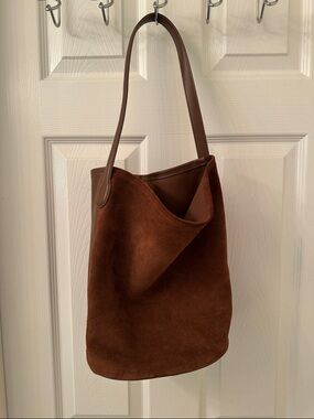 J. Crew Brown Suede Shoulder Bucket Bag - Elegant Everyday Tote